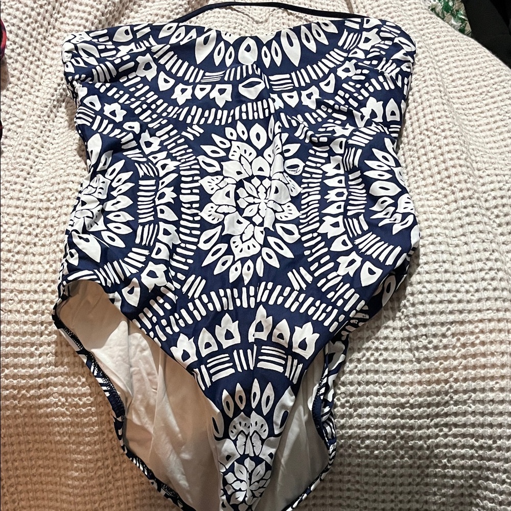 Trina Turk Navy & White Patterned One-Piece Swimsuit